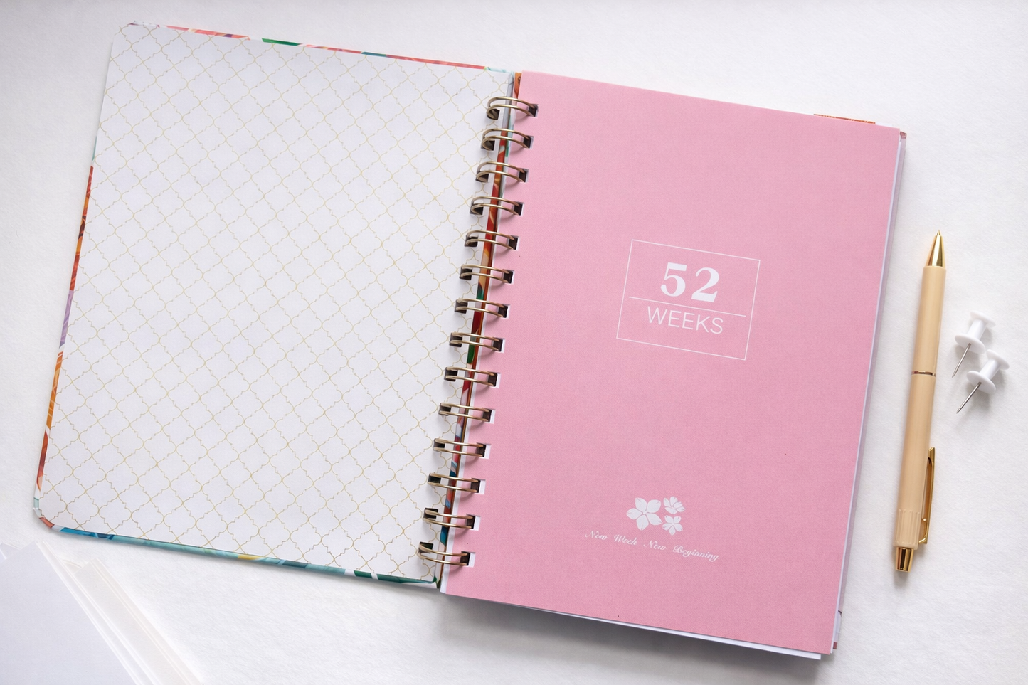 Weekly Planner - 52-Week Floral Spiral Notebook (A5) Undated